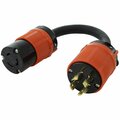 Ac Works 1ft 3-Phase 20A 250V L15-20P 4-Prong Plug to L6-20R Locking 20A 250V Connector L1520L620-012